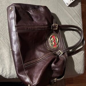 Gucci Dark Brown Leather Duffel Bag